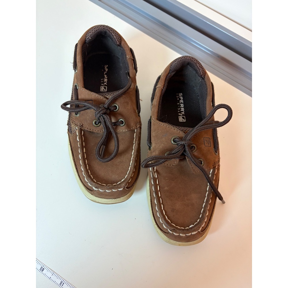 Sperry Lanyard Boat Shoes Boys Size 13M Brown Leather YB54294A Classic Preppy